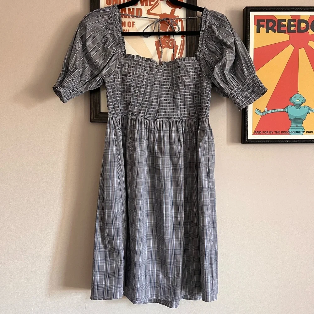 Hill House Athena Puff Sleeve Dress, Tai Check Medium - Picture 3 of 5